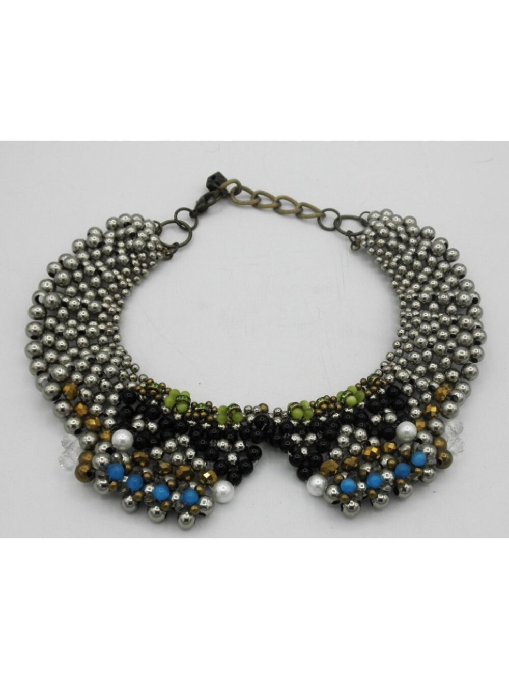 Bold Pam Hiran Anthropologie MultiColor Statement Beaded Collar Choker Necklace - Picture 7 of 8
